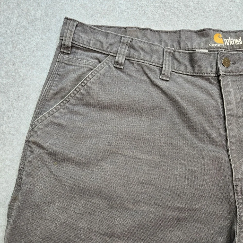 Carhartt Pants Mens 42x28 Gray Carpenter Relaxed Cotton Canvas Workwear Pockets